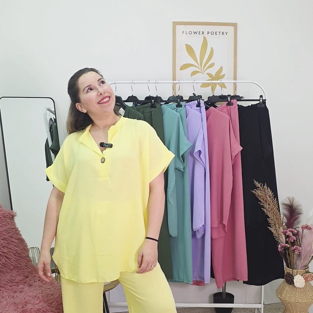 *ΣΕΤ μπλούζα με κουμπί και παντελόνα