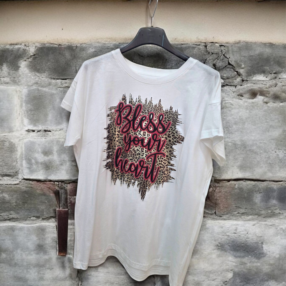 T-SHIRT ΜΕ ΣΤΑΜΠΑ ΛΕΥΚΟ